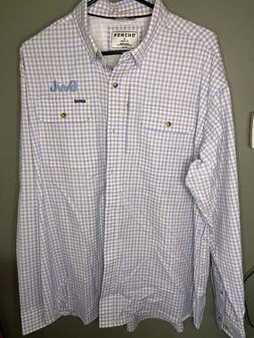 Poncho Outdoors Men's XL Regular Fit Long Sleeve Fishing Shirt in The Wahoo Blue